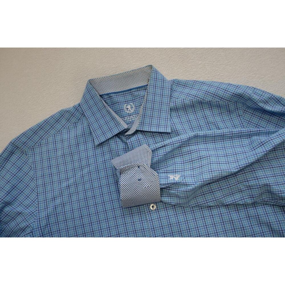 Bugatchi Uomo Dress Shirt Classic Fit Plaid Button‎ Up Mens Size 17 36/37 XL